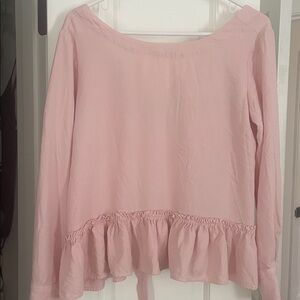 Cloth & Stone Blush/Light pink Ruffle Top with Open Back